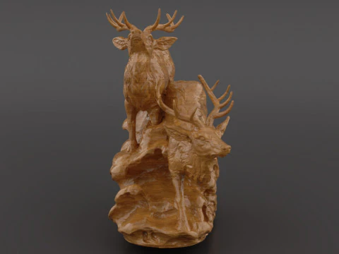 Deer Clock Stand 3D Printable Decorative Sculpture with Clock Slot 3D Print Model