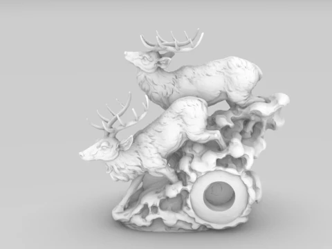 Deer Clock Stand 3D Printable Decorative Sculpture with Clock Slot 3D Print Model