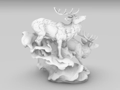 Deer Clock Stand 3D Printable Decorative Sculpture with Clock Slot 3D Print Model