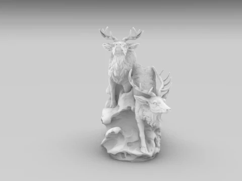 Deer Clock Stand 3D Printable Decorative Sculpture with Clock Slot 3D Print Model