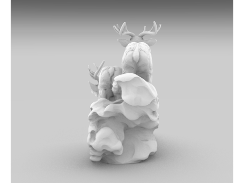 Deer Clock Stand 3D Printable Decorative Sculpture with Clock Slot 3D Принт Модель