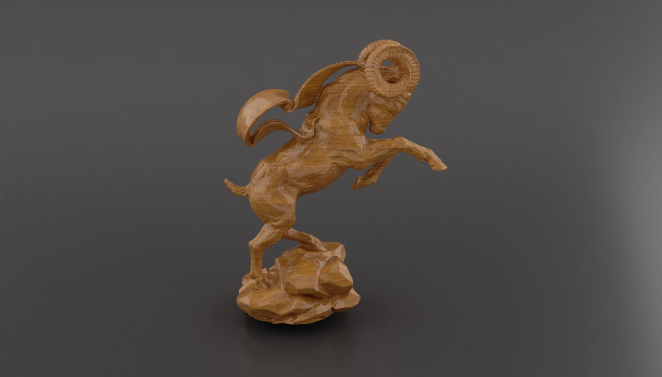 Mountain Goat Sculpture for CNC Carving 3D Printing 3D Print Model .c4d .max .obj .3ds .fbx .stl .blend 