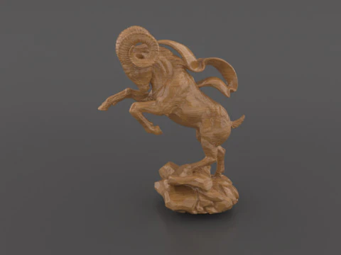 Mountain Goat Sculpture for CNC Carving 3D Printing 3D Print Model