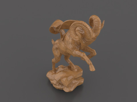 Mountain Goat Sculpture for CNC Carving 3D Printing 3D-printmodel
