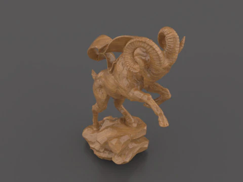 Mountain Goat Sculpture for CNC Carving 3D Printing 3D Print Model