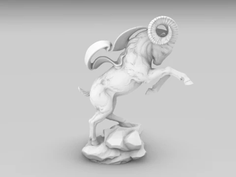 Mountain Goat Sculpture for CNC Carving 3D Printing 3D Print Model