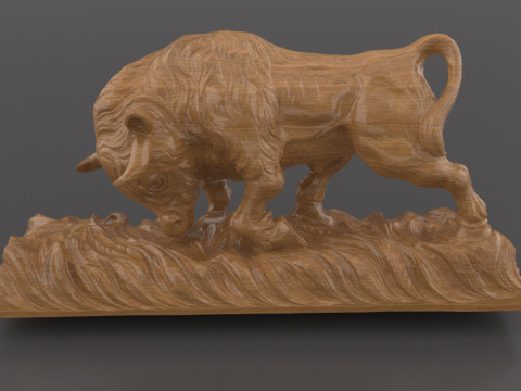 Charging Bull Sculpture for CNC Milling or 3D Printing 3D Print Model