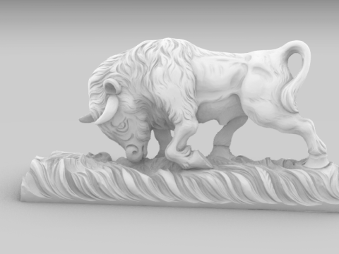 Charging Bull Sculpture for CNC Milling or 3D Printing 3D 打印模型