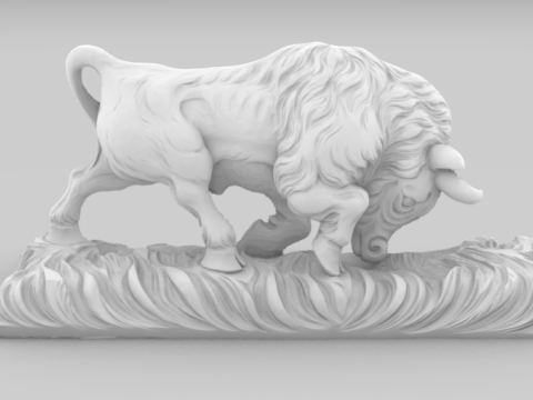 Charging Bull Sculpture for CNC Milling or 3D Printing 3D 打印模型