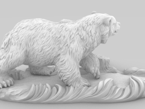 Bear Sculpture for CNC Milling or 3D Printing 3D 프린트 모델