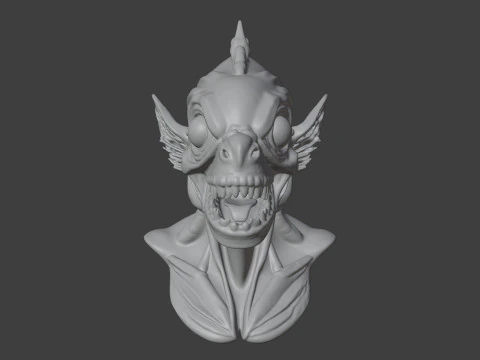 Alien Fish Bust 3D STL Printable - Bust STL 3D Print Model