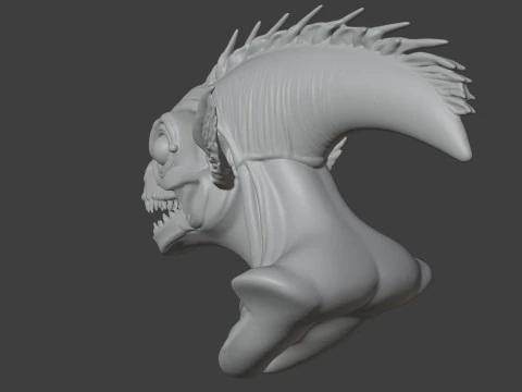 Alien Fish Bust 3D STL Printable - Bust STL 3D Print Model
