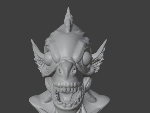 Alien Fish Bust 3D STL Printable - Bust STL 3D Print Model