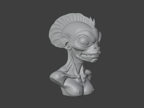 Alien Fish Head Bust 3D STL Printable - STL 3Dプリントモデル