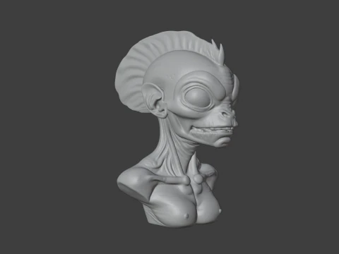 Alien Fish Head Bust 3D STL Printable - STL 3D Print Model