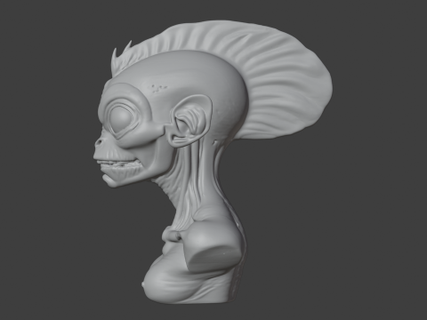 Alien Fish Head Bust 3D STL Printable - STL 3Dプリントモデル