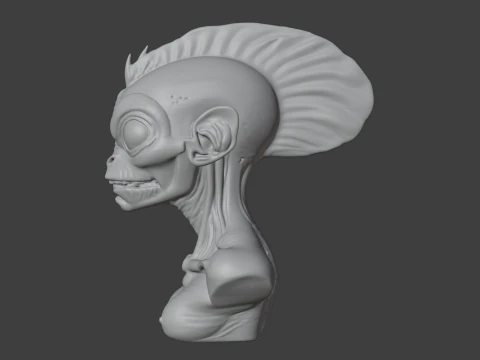 Alien Fish Head Bust 3D STL Printable - STL 3D Print Model