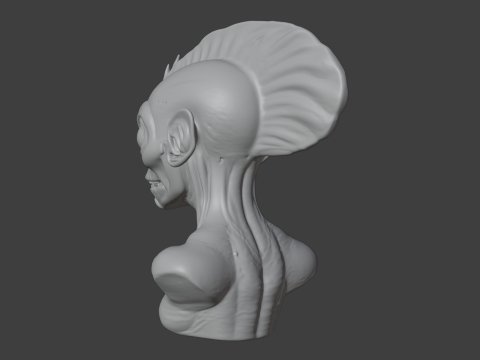 Alien Fish Head Bust 3D STL Printable - STL 3Dプリントモデル