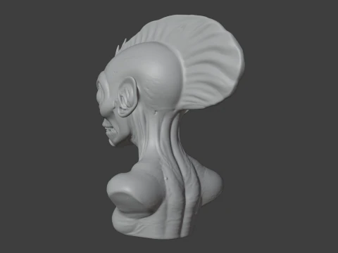 Alien Fish Head Bust 3D STL Printable - STL 3D Print Model