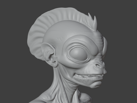 Alien Fish Head Bust 3D STL Printable - STL 3Dプリントモデル