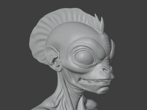 Alien Fish Head Bust 3D STL Printable - STL 3D Print Model
