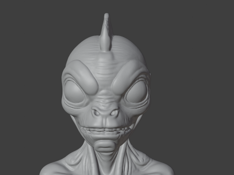 Alien Fish Head Bust 3D STL Printable - STL 3Dプリントモデル