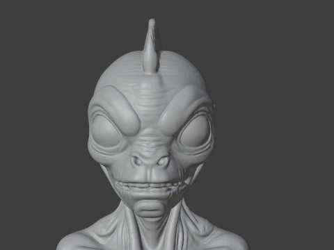 Alien Fish Head Bust 3D STL Printable - STL 3D Print Model
