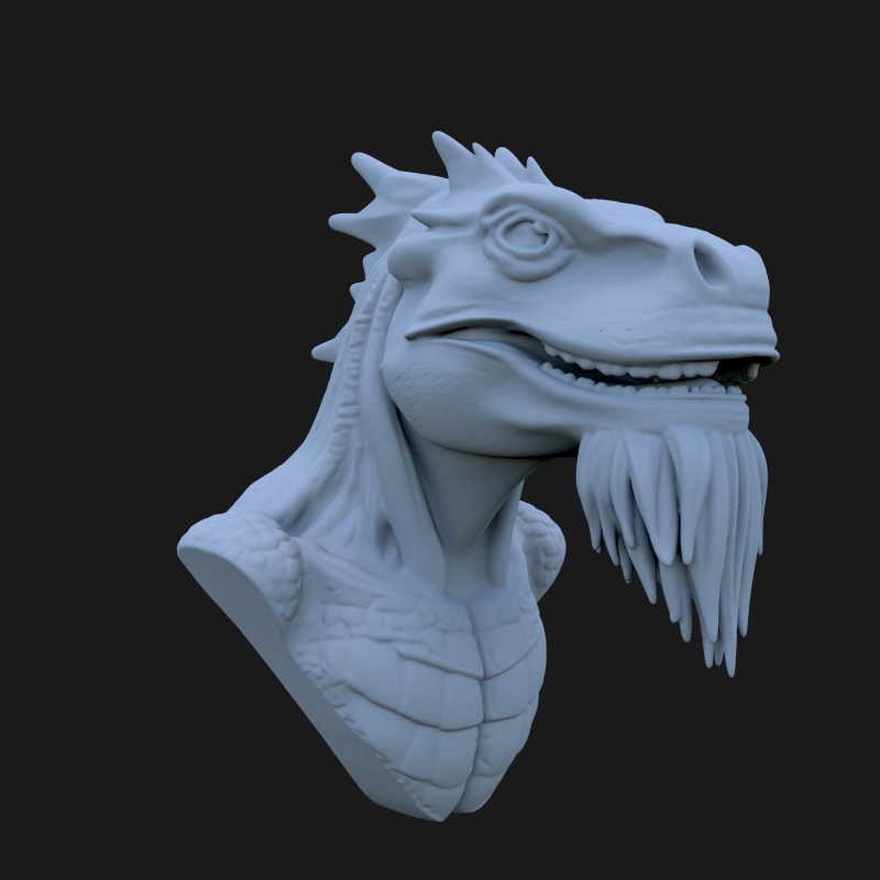 Bearded Dragon Bust 3D STL Printable - STL 3D printmodel .c4d .max .obj .3ds .fbx .stl .blend 