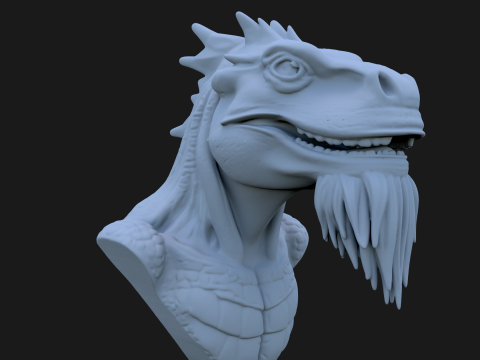 Bearded Dragon Bust 3D STL Printable - STL 3Dプリントモデル