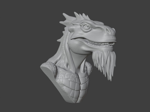 Bearded Dragon Bust 3D STL Printable - STL 3D printmodel