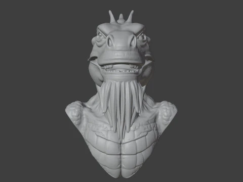 Bearded Dragon Bust 3D STL Printable - STL 3D Print Model