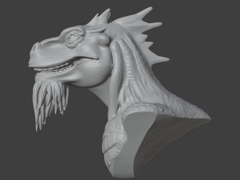 Bearded Dragon Bust 3D STL Printable - STL 3D printmodel