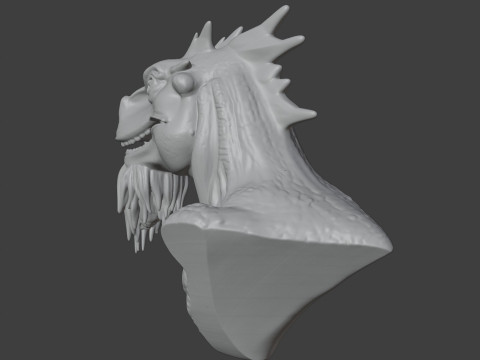 Bearded Dragon Bust 3D STL Printable - STL 3D printmodel