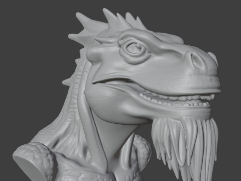 Bearded Dragon Bust 3D STL Printable - STL 3D printmodel