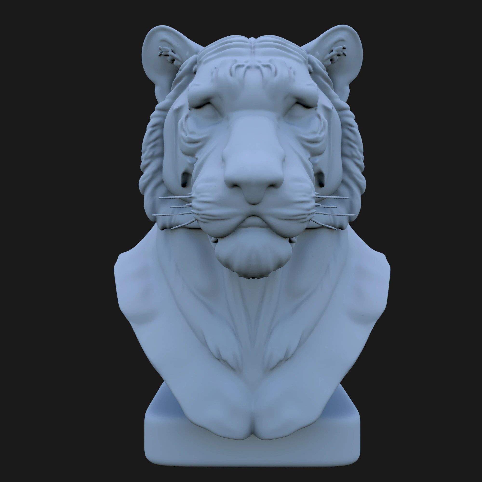Bengal Tiger Bust 3D STL Printable - STL 3D Print Model .c4d .max .obj .3ds .fbx .stl .blend 