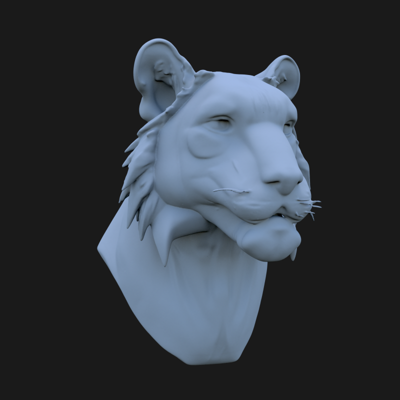 Bengal Tiger Bust 3D STL Printable - STL 3D Print Model .c4d .max .obj .3ds .fbx .stl .blend 