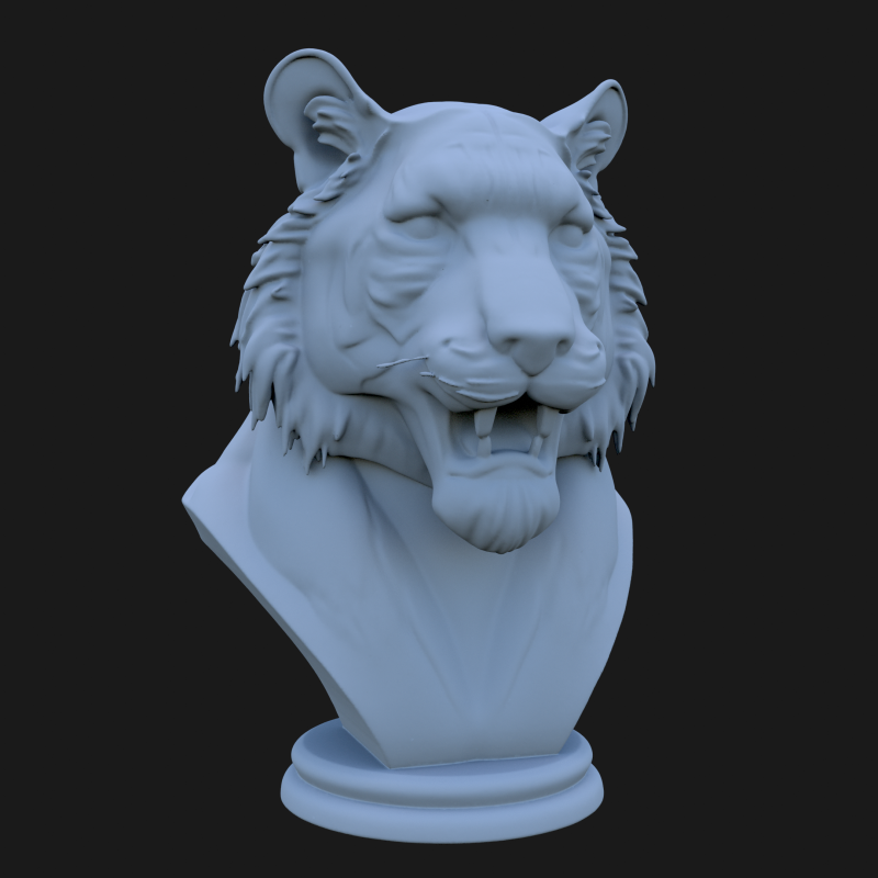 Bengal Tiger Bust 3D STL Printable - STL 3D Print Model .c4d .max .obj .3ds .fbx .stl .blend 