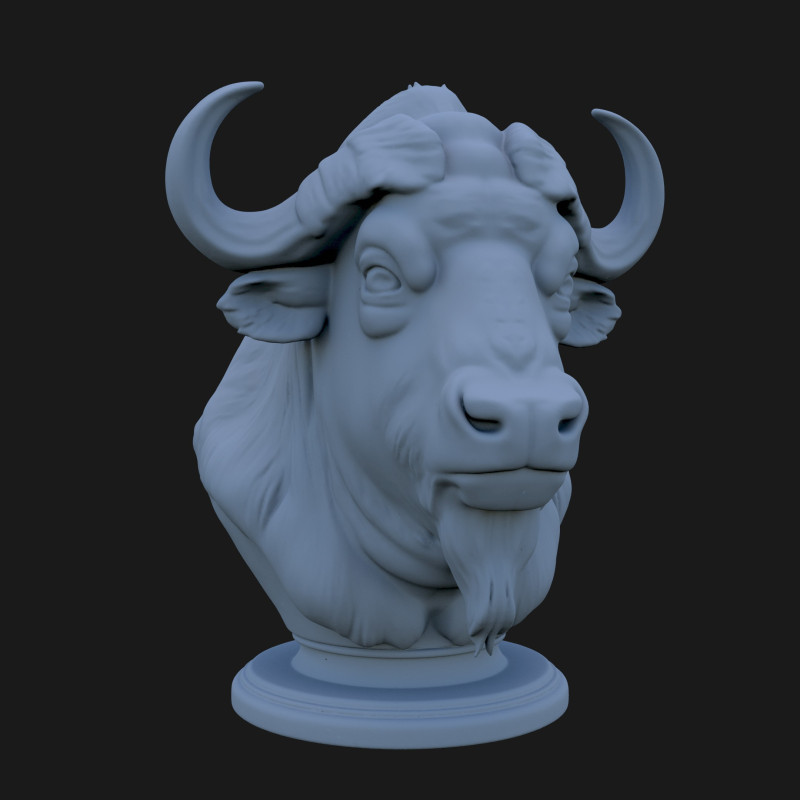Bison Head Bust 3D STL Printable - STL 3Dプリントモデル .c4d .max .obj .3ds .fbx .stl .blend 