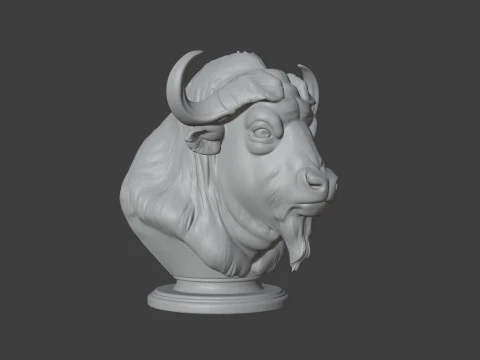 Bison Head Bust 3D STL Printable - STL 3D Print Model