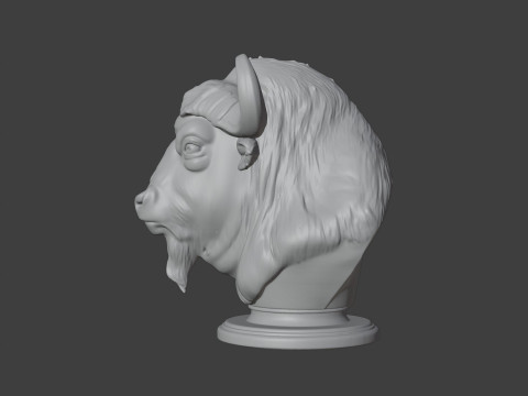 Bison Head Bust 3D STL Printable - STL 3Dプリントモデル