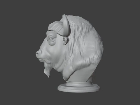 Bison Head Bust 3D STL Printable - STL 3D Print Model