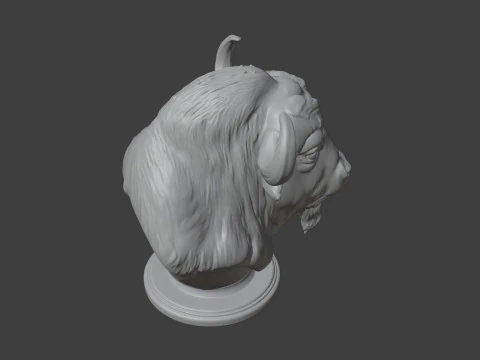Bison Head Bust 3D STL Printable - STL 3D Print Model