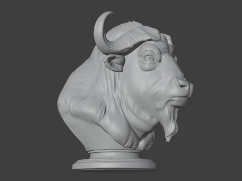 Bison Head Bust 3D STL Printable - STL 3D Print Model