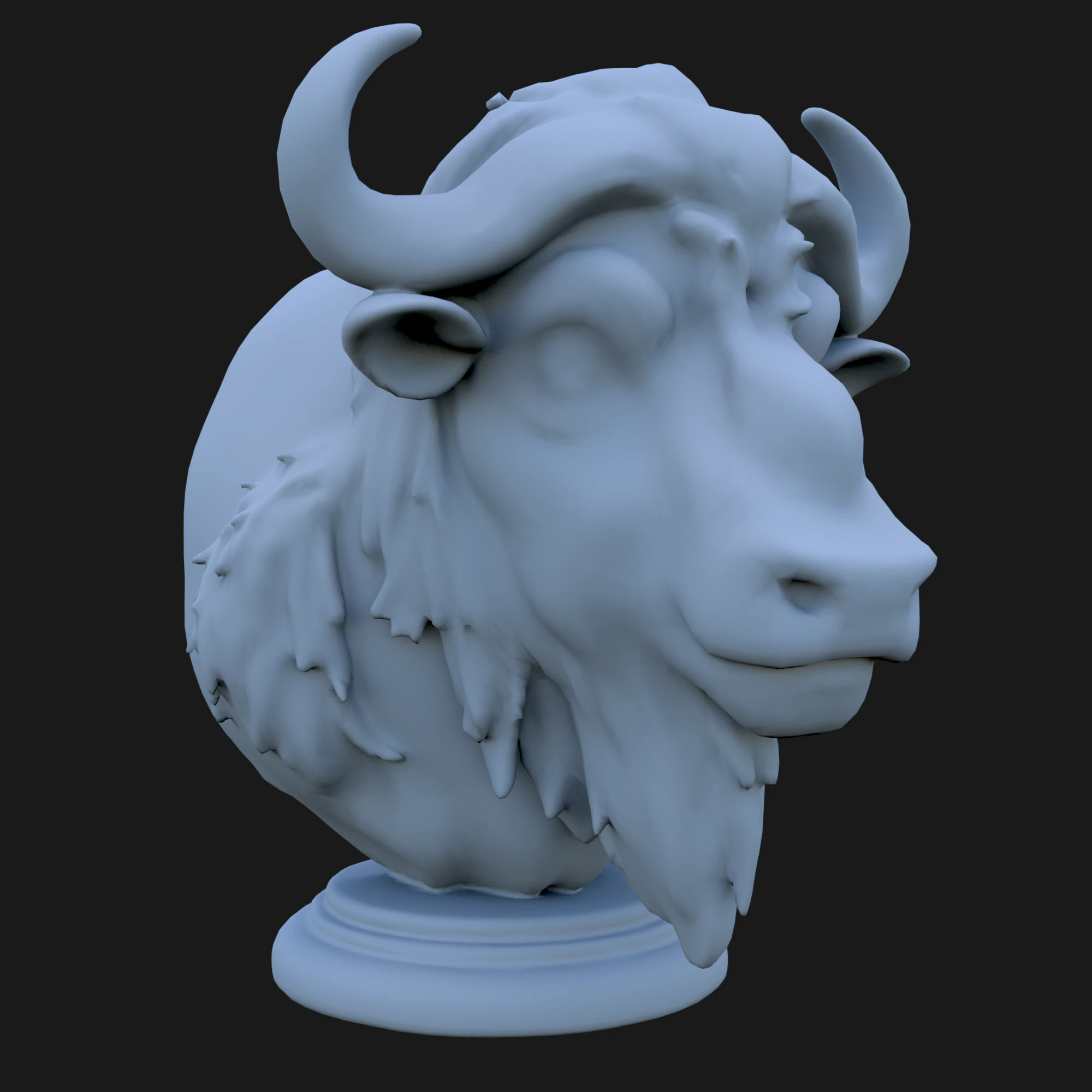 Bison Head Bust 3D STL Printable - STL 3D Print Model .c4d .max .obj .3ds .fbx .stl .blend