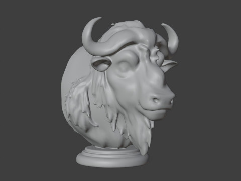 Bison Head Bust 3D STL Printable - STL Model Cetak 3D