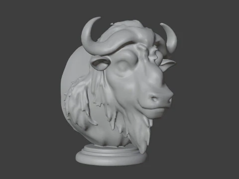 Bison Head Bust 3D STL Printable - STL 3D Print Model