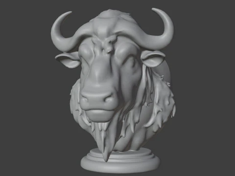 Bison Head Bust 3D STL Printable - STL 3D Print Model
