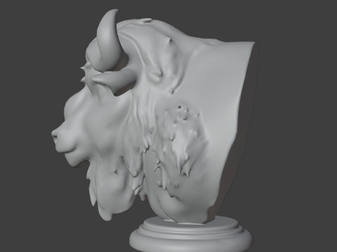Bison Head Bust 3D STL Printable - STL Model Cetak 3D