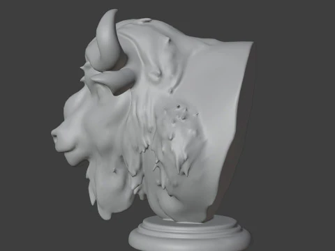 Bison Head Bust 3D STL Printable - STL 3D Print Model