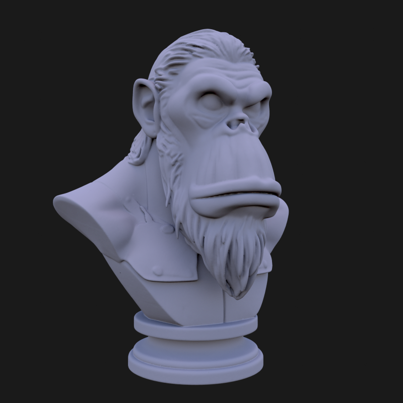 Bored Ape Bust 3D STL Printable - STL 3D Baskı Modeli .c4d .max .obj .3ds .fbx .stl .blend
